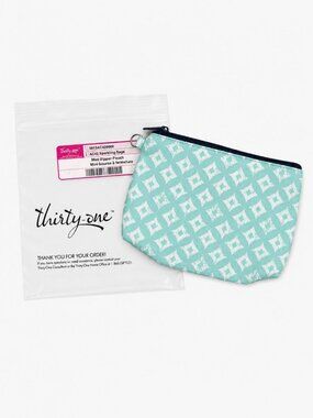 Thirty-one tote blue sparkling squares Mini zipper pouch NEW